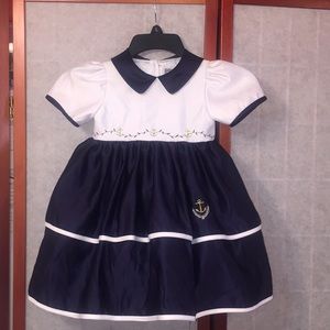 Angles White Blue and Gold Dress Sz 24mo